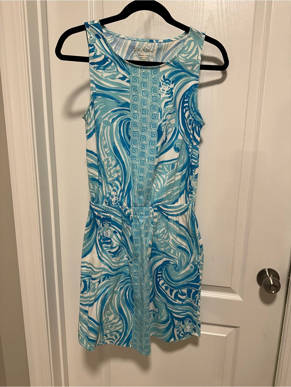 Lilly Pulitzer Aqua & White Swirl Tank Dress